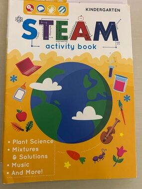 Kindergarten STEAM Activity Book - Yellow Cover with Blue & Green Earth